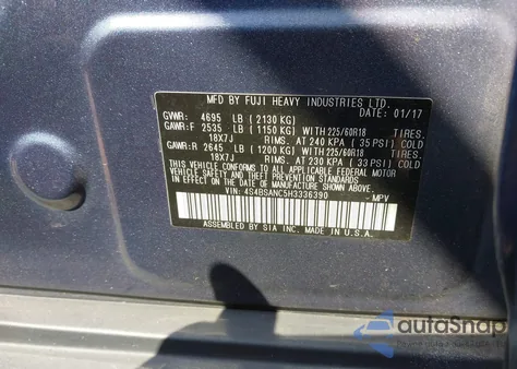 2017 Subaru Outback 2.5I Limited z USA, uszkodzony, nr VIN 4S4BSANC5H3336390